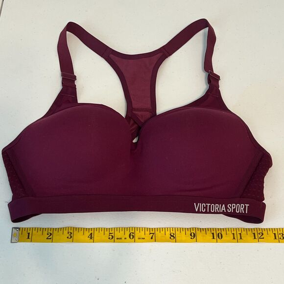 Victoria Sport High Impact Sports Bra Racerback Padded Wireless Burgundy Sz 34C - Picture 4 of 4